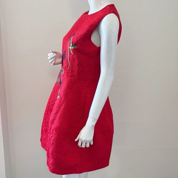 Valentino Roma Sleeveless A-line Fit & Flare Mini Dress w Rose Appliqués - Picture 10 of 10